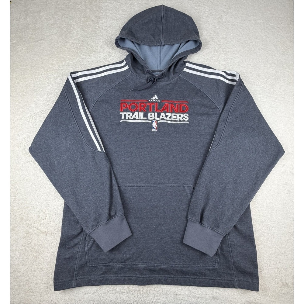 Portland Trailblazers Adidas Team Issued Players Hoodie Sz L NBA Fleece Lined